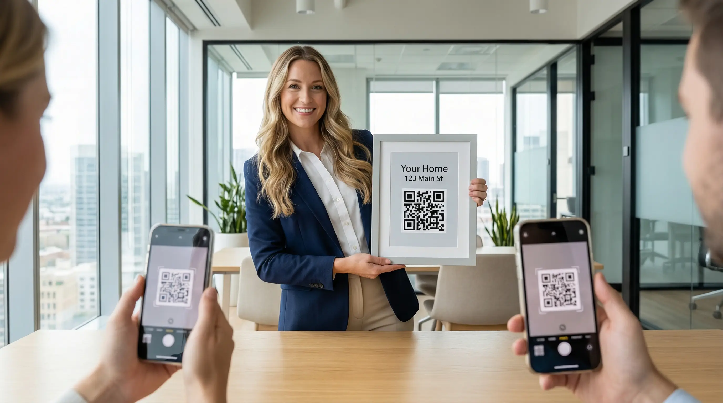 Estate agent hosting an event with QR code check-in